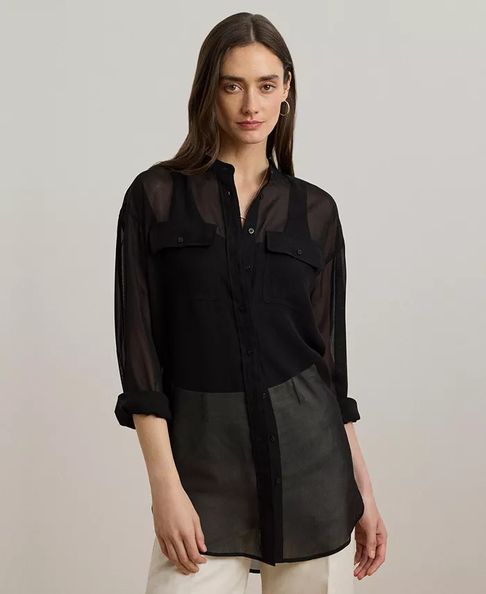 

Женская рубашка Dobby Shadow-Stripe Lauren Ralph Lauren, черный