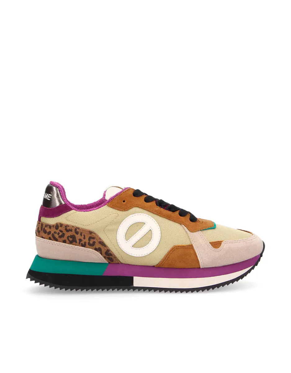 

Женские кожаные кроссовки в стиле колор-блок с разноцветной зубчатой ​​подошвой No Name, мультиколор