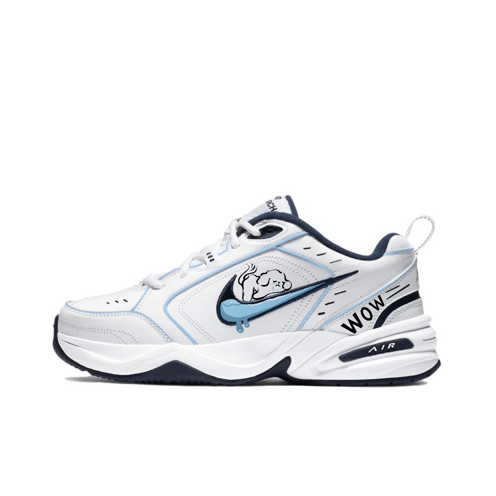 

Кроссовки Nike Air Monarch 4 Chunky Sneakers Unisex Low-top Blue, белый