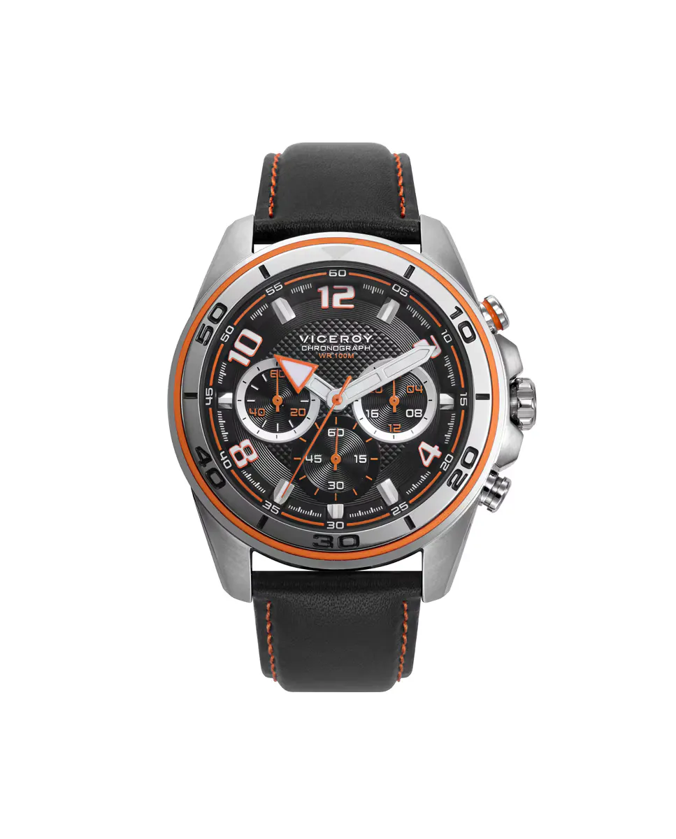 

Мужские часы из стали и алюминия с хронографом Heat на кожаном ремешке Viceroy, черный