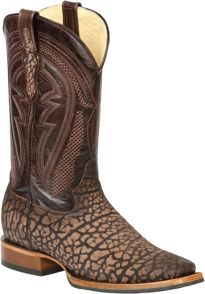 

Мужские ковбойские ботинки El General Western с имитацией кожи быка, коричневые Generic