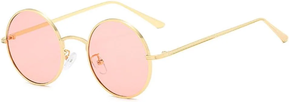 

Классические мужские круглые солнцезащитные очки для женщин в металлической оправе с защитой от УФ-излучения UV400. Модные очки для мужчин и женщин MTZJH, Gold-pink