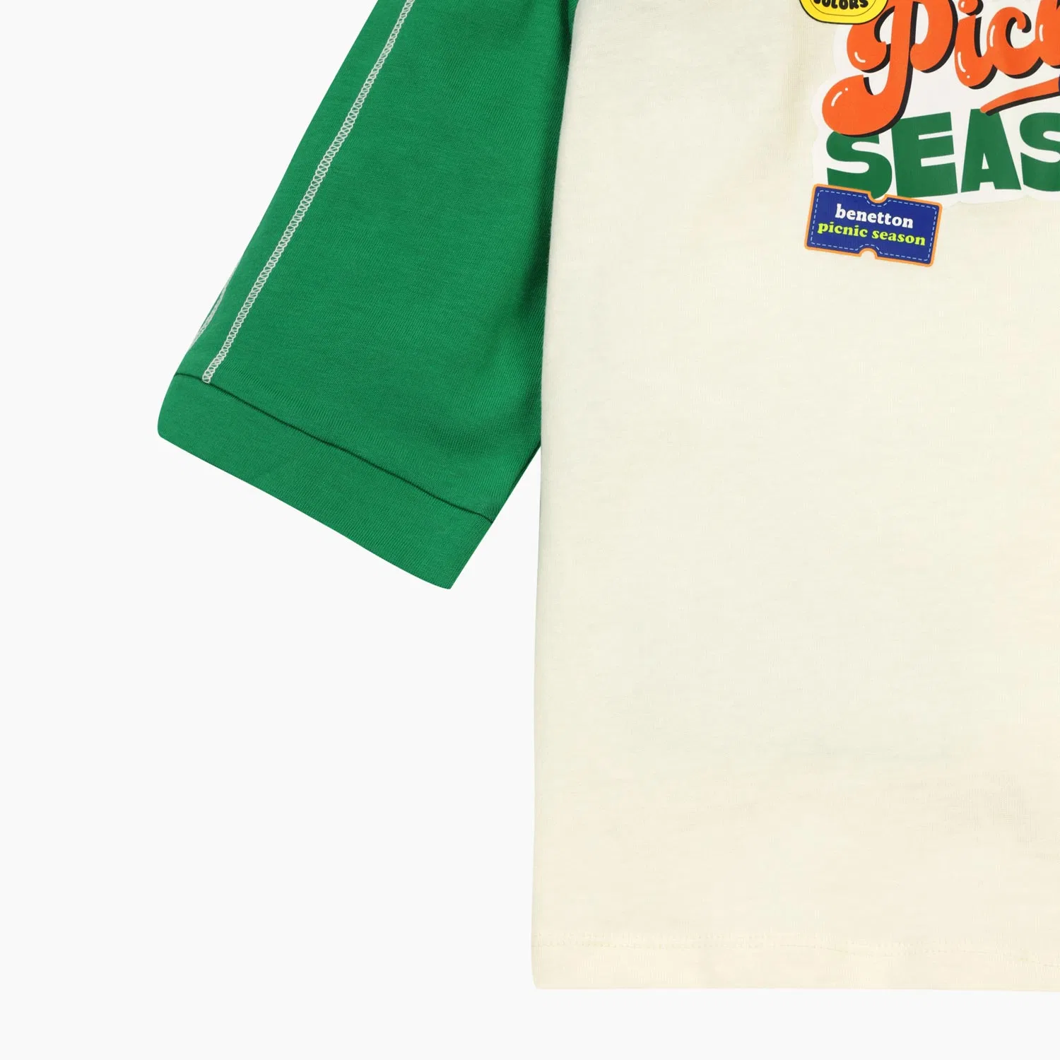 Детская футболка Color Pop 3/4 длины зелёная от Benetton Kids — фото 4