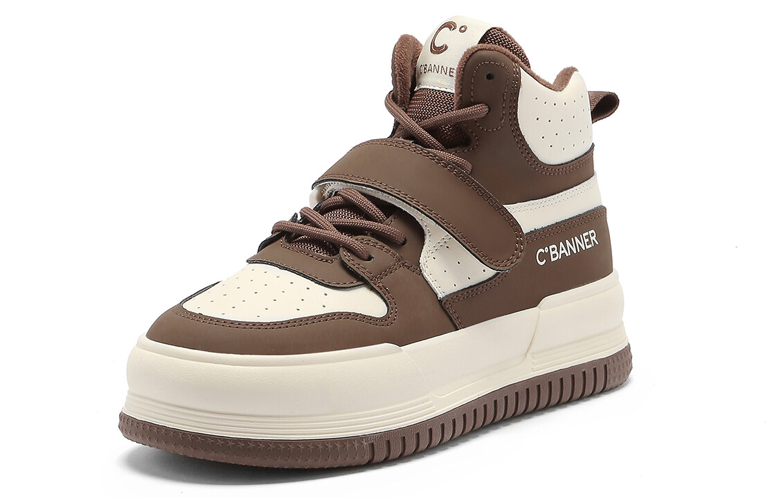 

Кроссовки C°BANNER Skateboarding Shoes Women's High-top White/Brown, белый