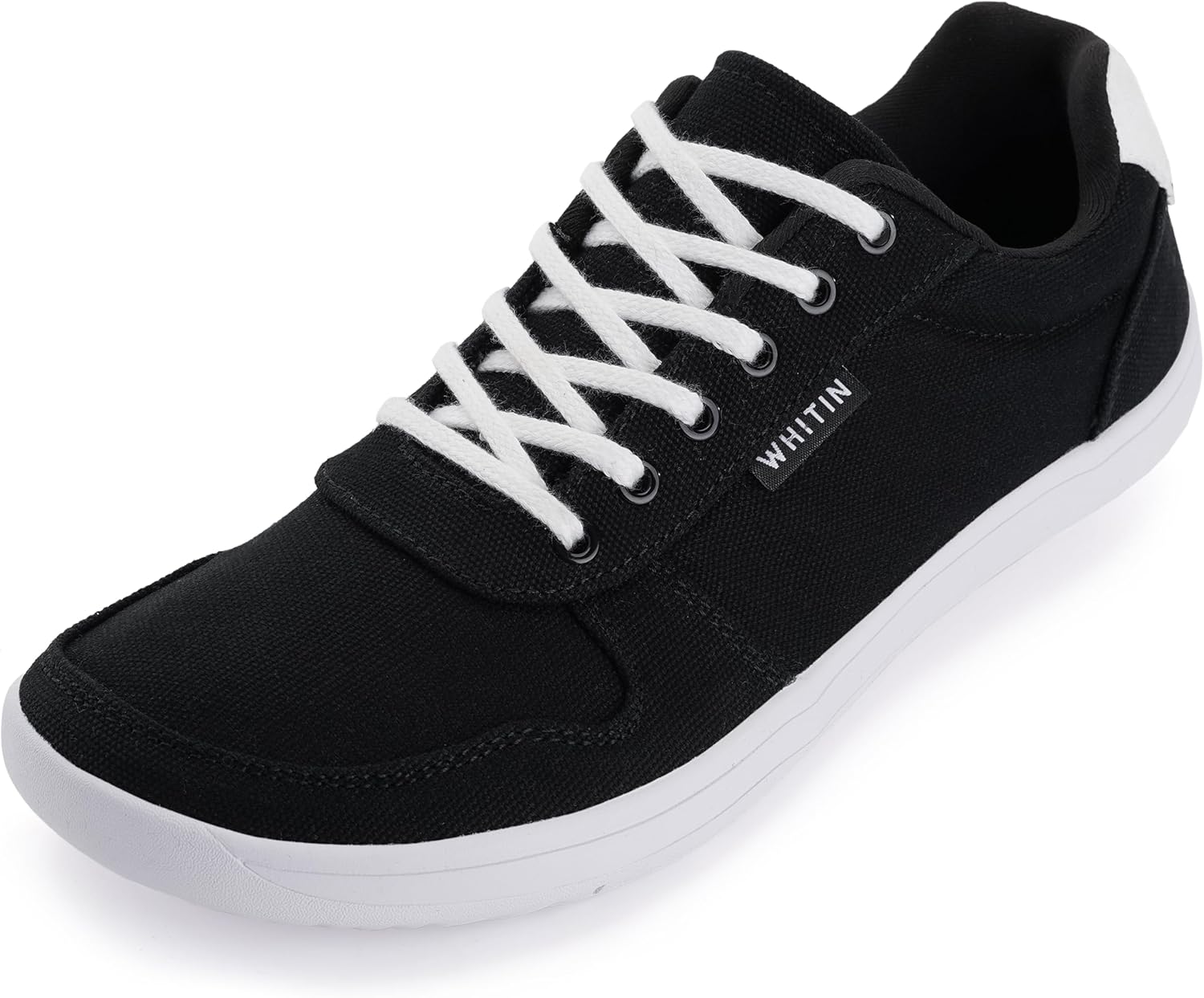 

Мужские широкий обувь WHITIN, Стильные минималистичные кеды из ткани, Подошва с нулевым перепадом, белый