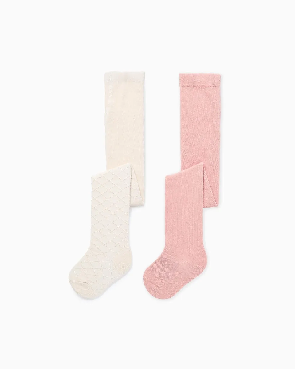 

Набор из 2 детских трикотажных колготок для девочки Zippy, светло-розовый