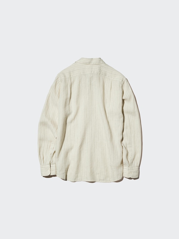 Льняная рубашка (в полоску) Uniqlo, 30 natural — фото 4
