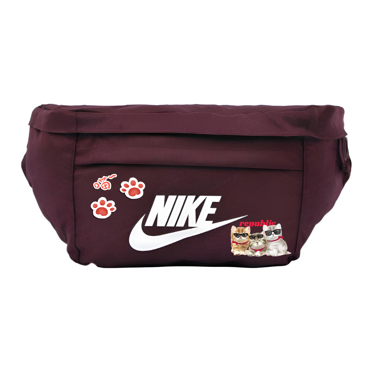 

Nike Бежевый поясной рюкзак с белой печатью, 3 Pack Kitten