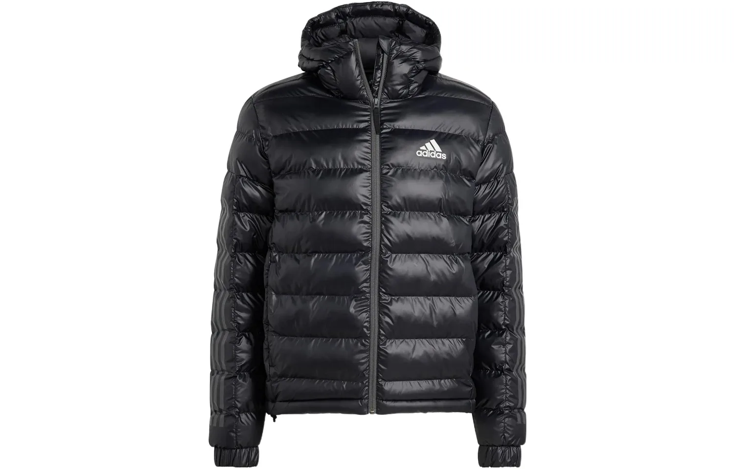 Adidas Мужская пуховая куртка с логотипом на молнии черная