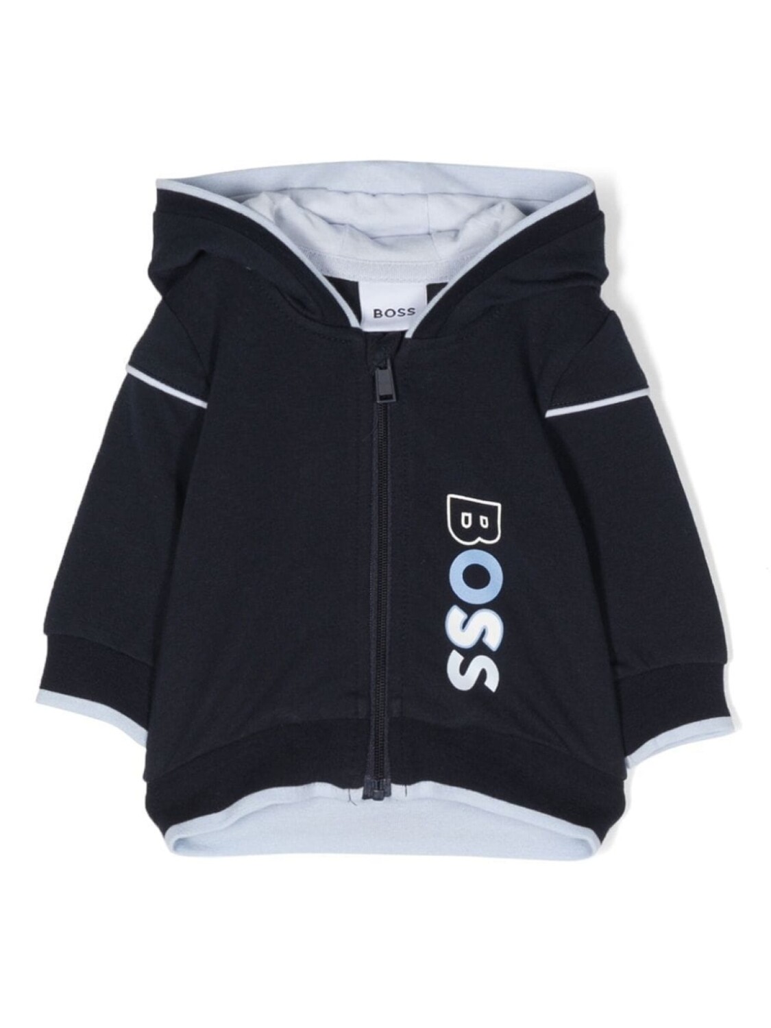 

BOSS Kidswear худи на молнии с логотипом, синий