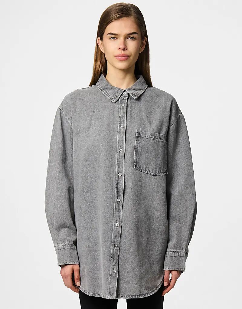 

Рубашка Pieces Denim из серого денима