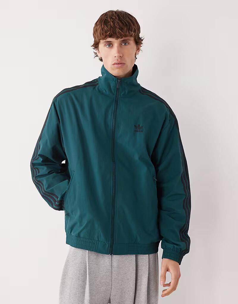 

Куртка Adicolor Tweed Firebird Adidas Originals, зеленый/черный