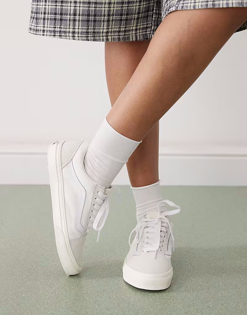 Кроссовки Vans Old Skool с монохромным шахматным узором белого цвета