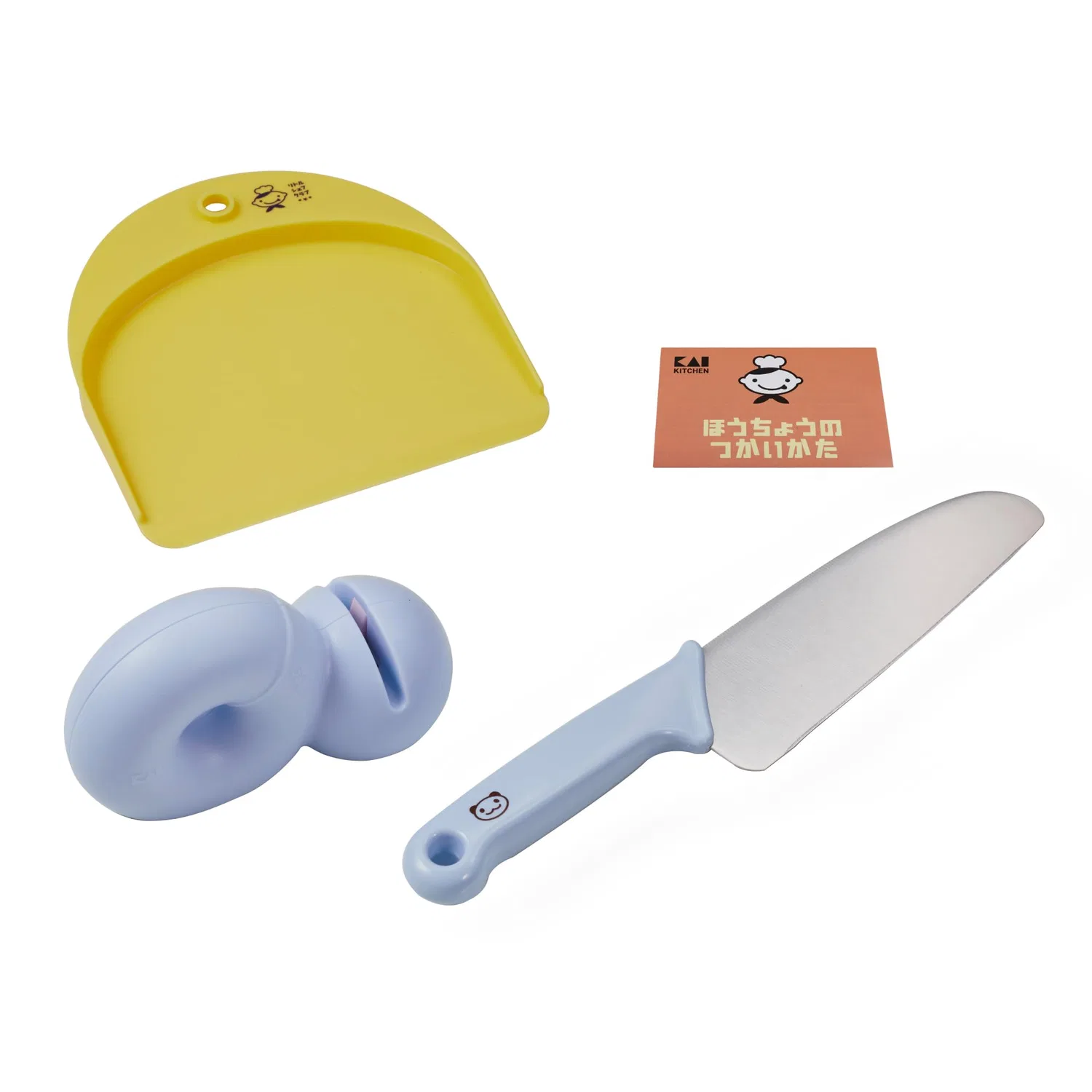 Детский набор для обучения готовке «My First Sharpener» от KAI: нож, точилка, скребок, синий