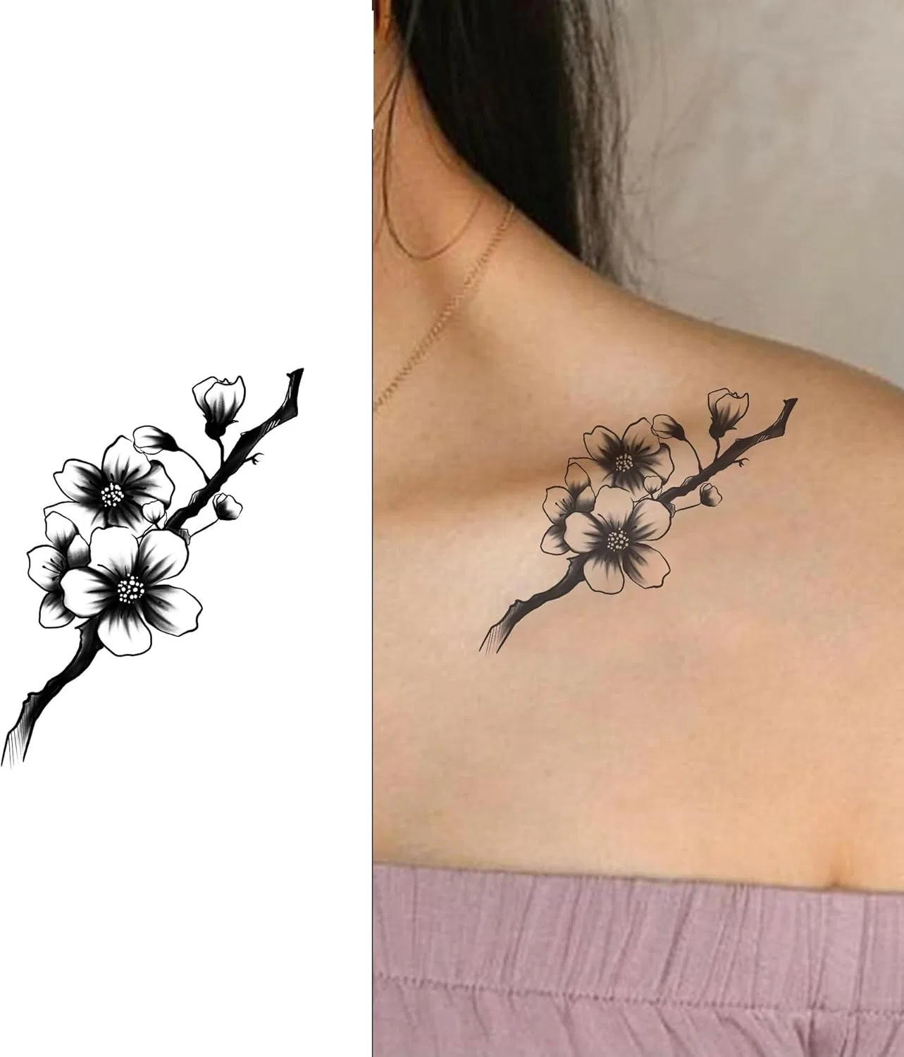 Временная тату-наклейка Plum Blossom Herb, 2 шт