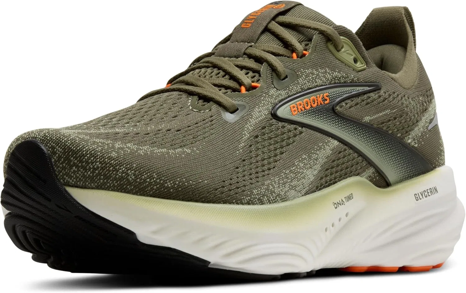 Мужские беговые кроссовки Brooks Glycerin 22 нейтрального цвета, Dusty Olive Tea Orange