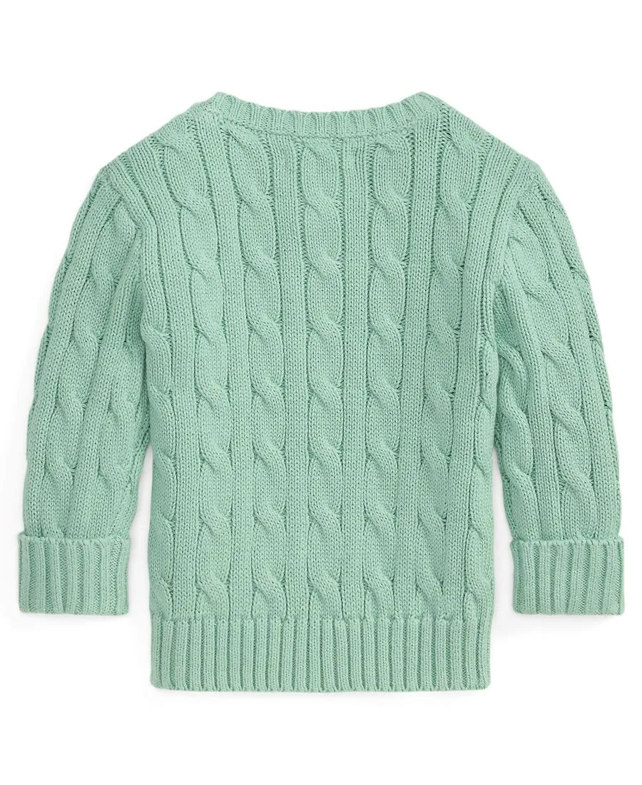 Детский свитер для мальчиков с круглым вырезом и косами Polo Ralph Lauren, Celadon — фото 3