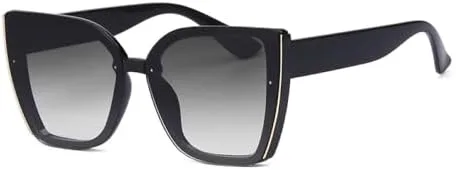 

Крупные солнцезащитные очки для женщин, модные солнцезащитные очки в большой квадратной оправе для мужчин, ретро-стиль, очки «кошачий глаз» MTZJH, Black Gray