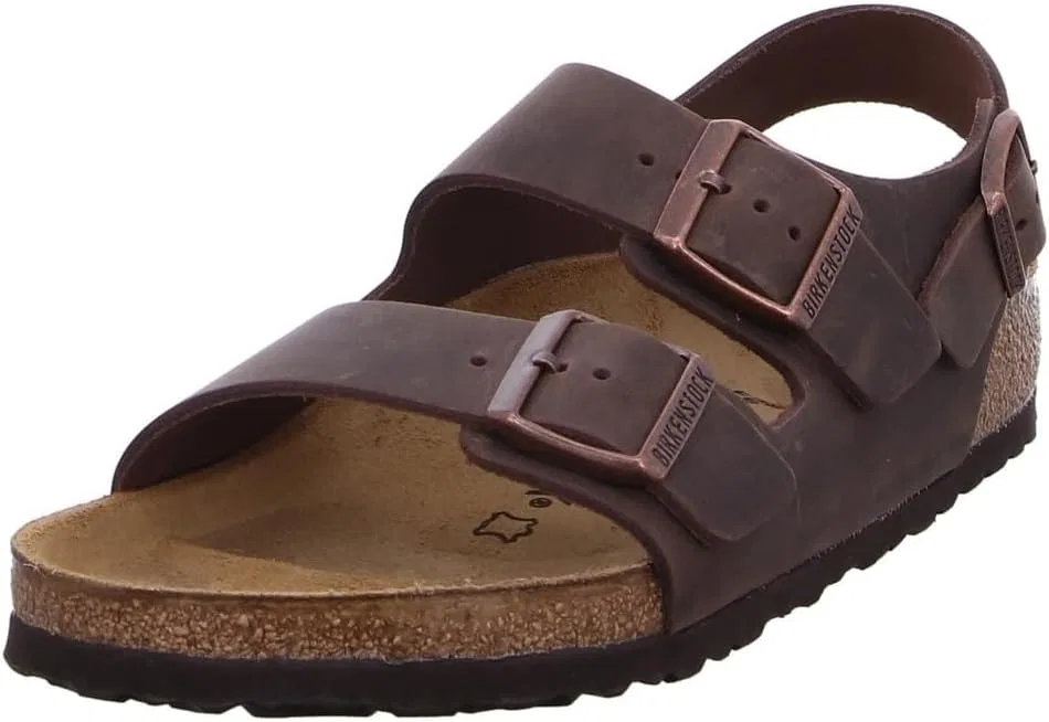 Сандалии Birkenstock Classic Milano FL унисекс с ремешком на щиколотке, 2-Brown Habana