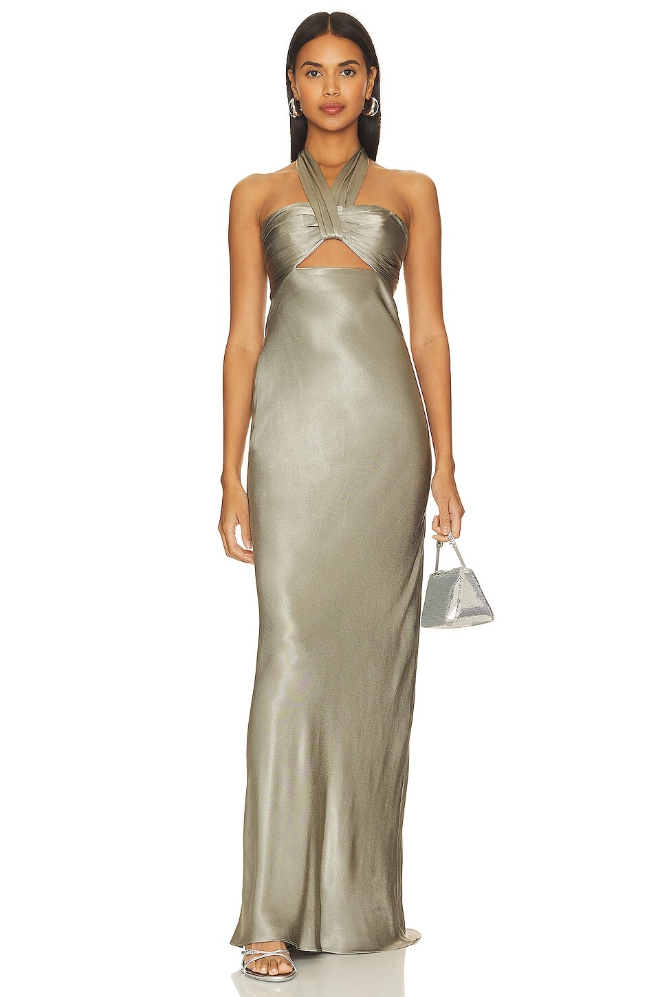 

Платье макси Shona Joy La Lune Ruched Halter, цвет Sage