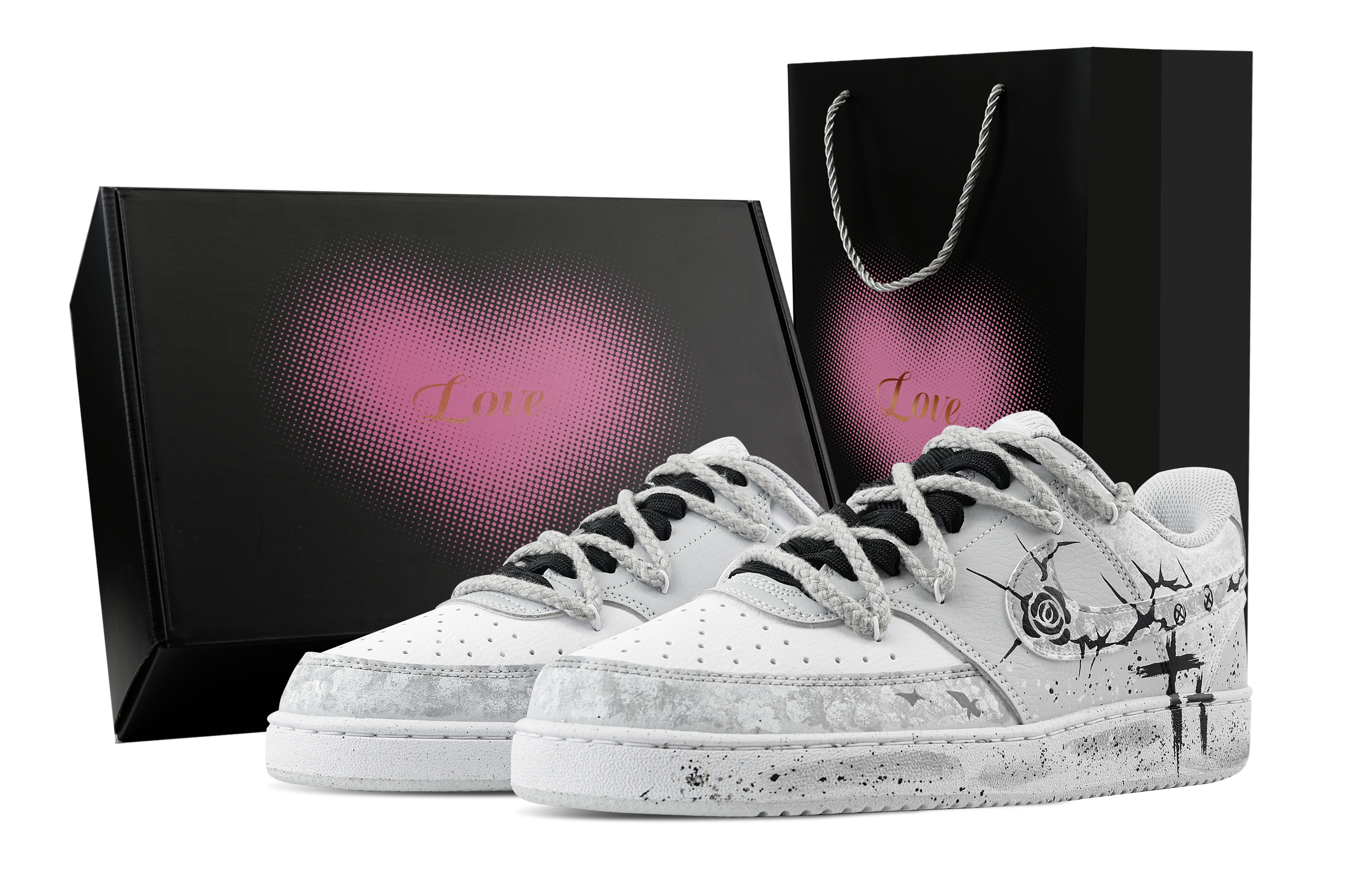 

Nike Низкие износостойкие кроссовки Court Vision Gray Night Rose, Heart Box, светло-серые, мужские