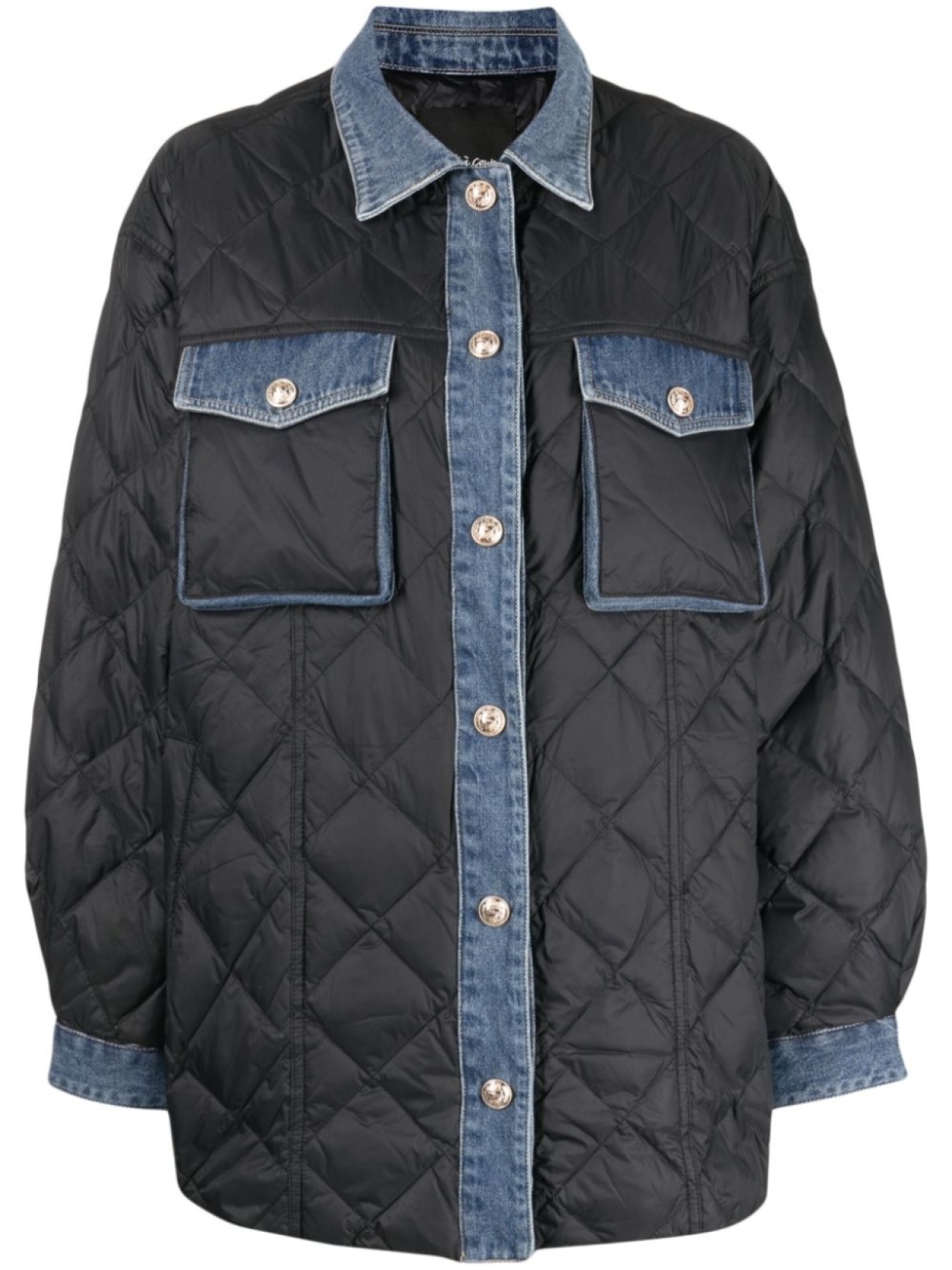 

Tout A Coup denim-trim quilted jacket, синий