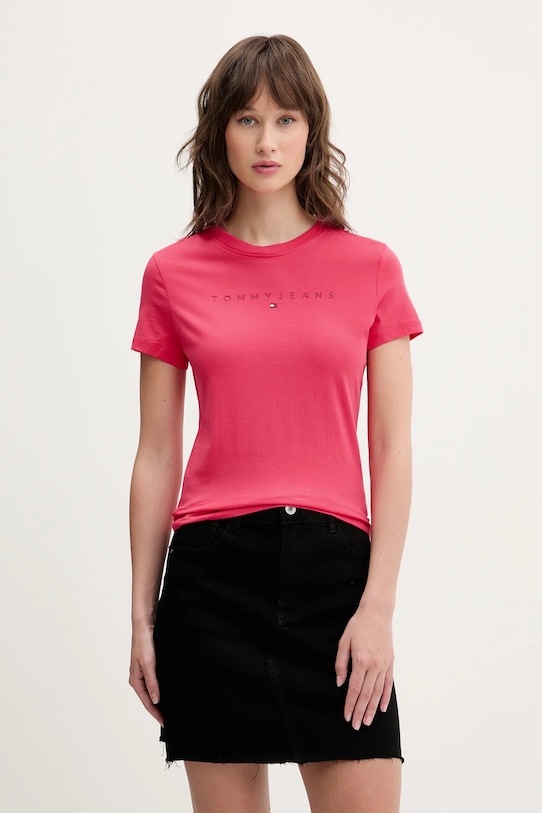 

Хлопковая футболка Tommy Jeans, розовый