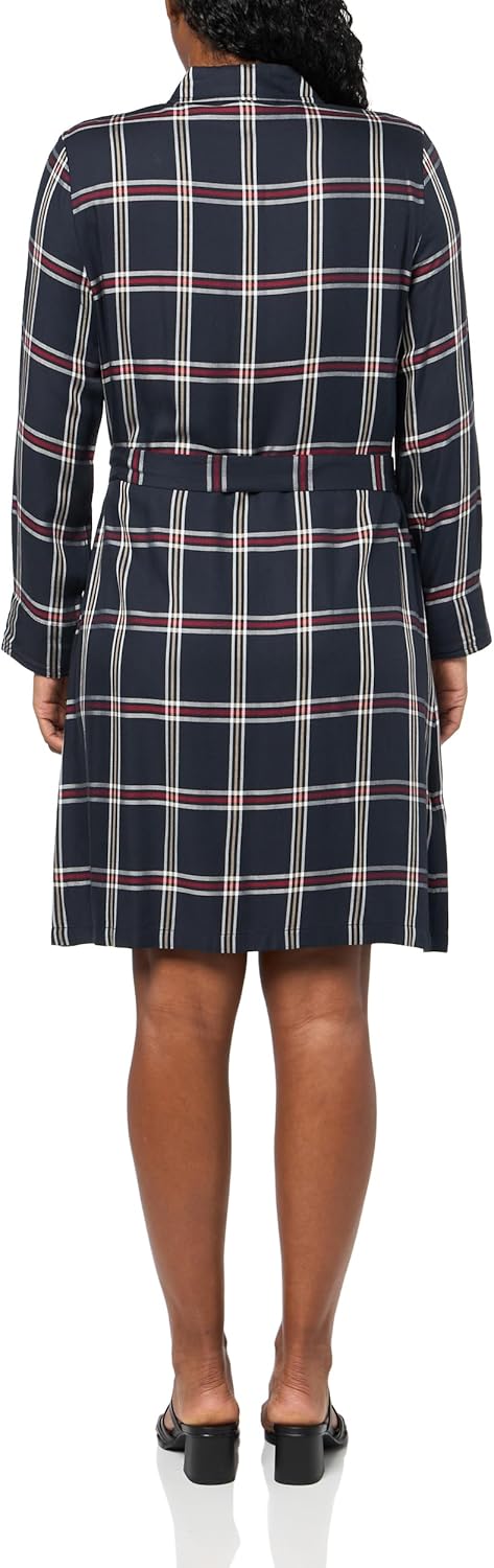 Женское клетчатое платье Tommy Hilfiger Ashbury с завязкой на талии и пуговицами спереди, Sky Captain Multi — фото 2