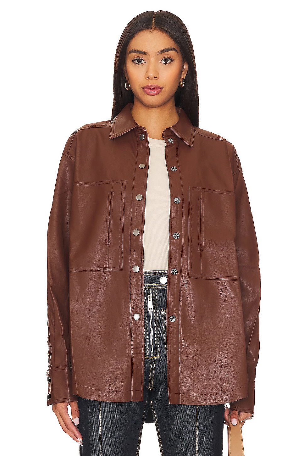 

Куртка Free People Easy Rider Faux Leather Shacket, цвет Desert Topaz