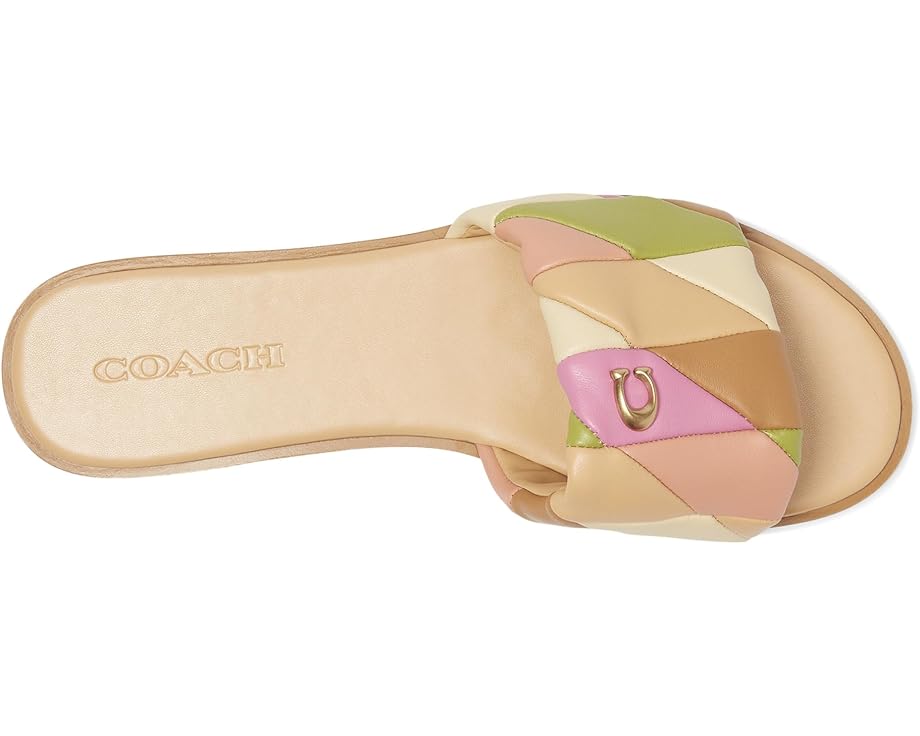 Сандалии COACH Holly Quilted Patchwork Leather Sandals, цвет Honey Brown/Multi — фото 2