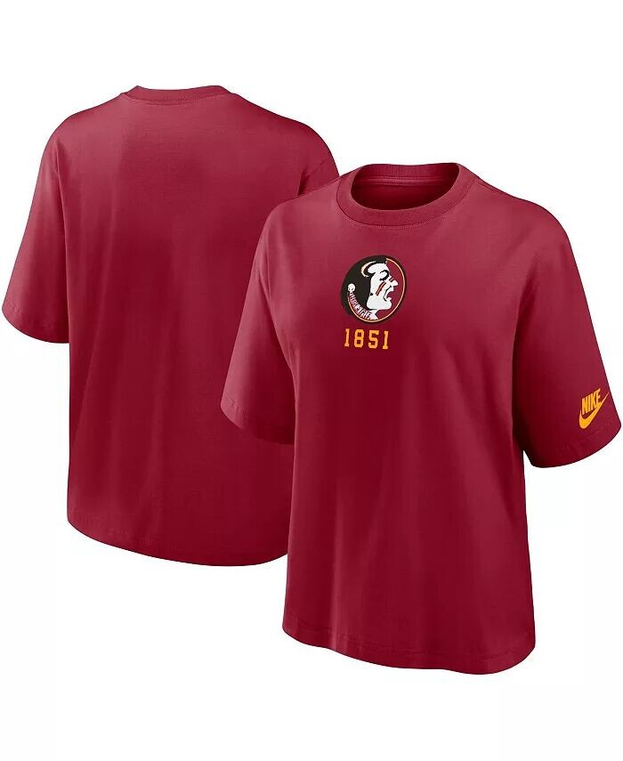 

Женская футболка Garnet Florida State Seminoles Boxy Legacy Established Nike