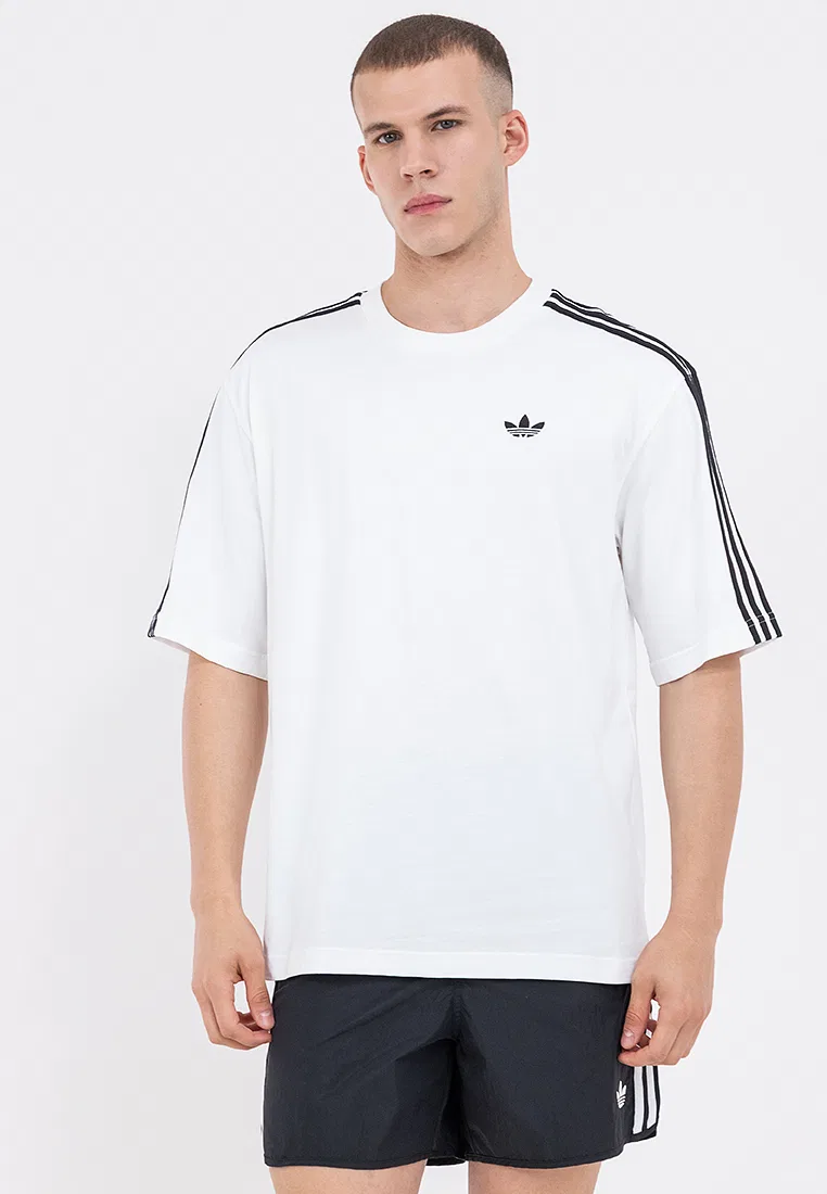 Футболка оверсайз с тремя полосками, Adicolor, Adidas, белый