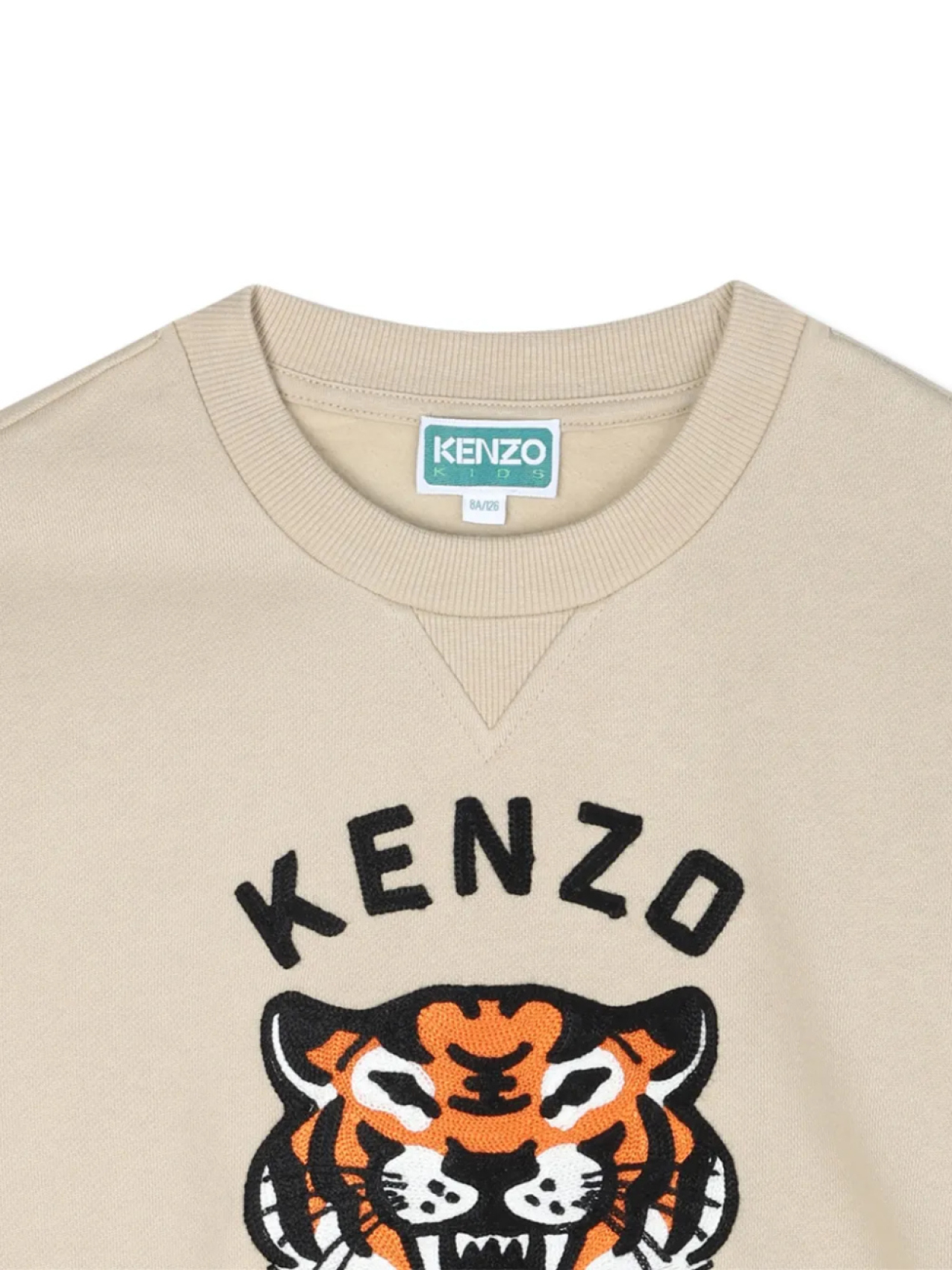 Толстовка с круглым вырезом и вышитым тигром Kenzo Kids, нейтральный — фото 3