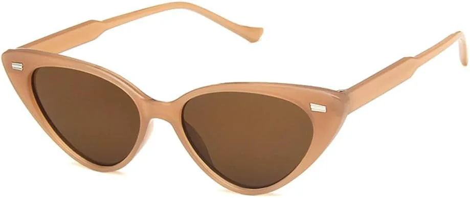 

Треугольные солнцезащитные очки для женщин в стиле ретро, ​​пластиковые солнцезащитные очки для женщин, маленькие очки с защитой от УФ-излучения UV400 HDUBFY, Tea Tea