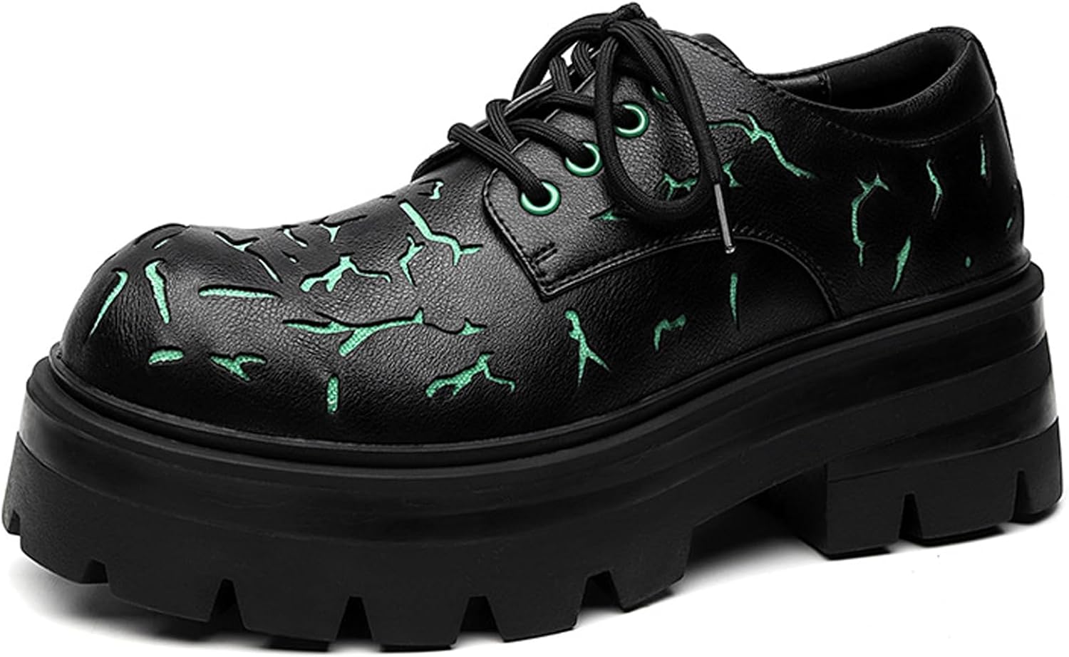 

Мужские оксфорды на платформе с массивным каблуком, текстурированными узорами, круглым носком, шнуровкой и толстой подошвой, повседневные, бизнес, дерби Tznbgge, черный