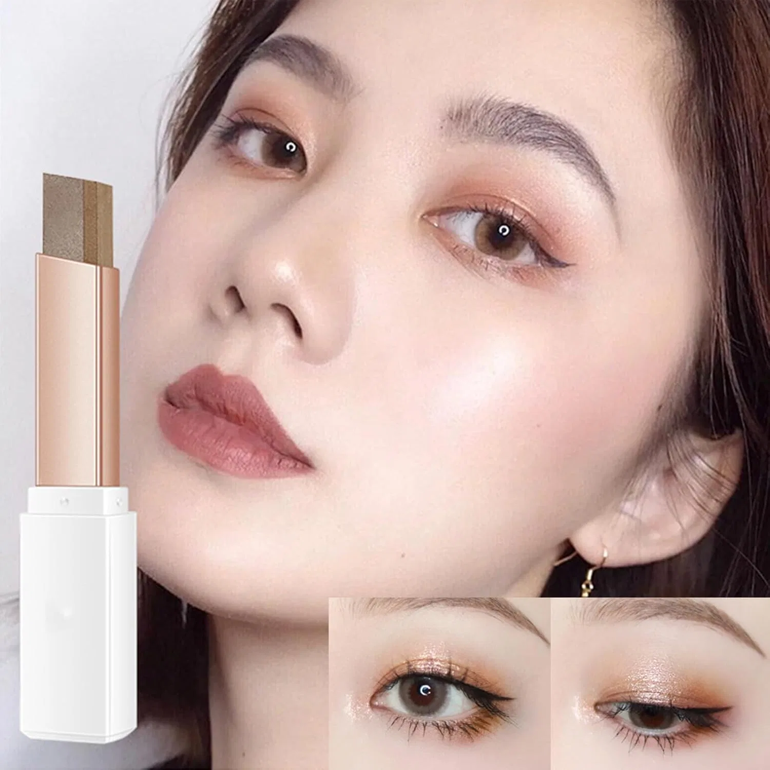 Тени для век двуцветные стик Earth color No brand 2.5g — фото 3