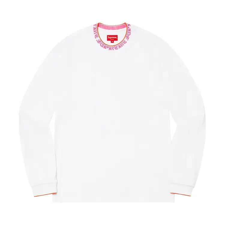 Футболка с длинными рукавами Supreme Old English Collar Logo, белая