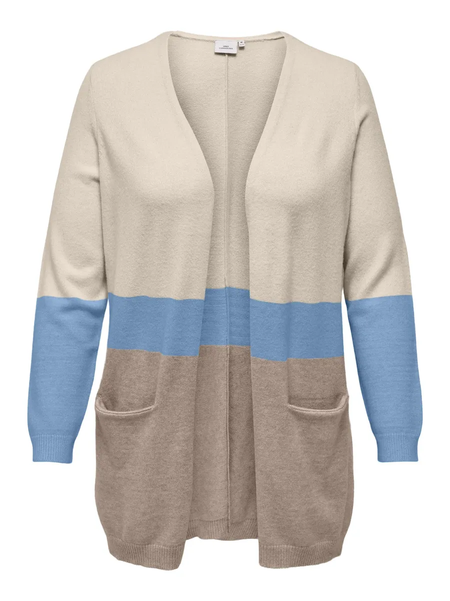 

Кардиган Only Carmakoma"CARNEW STONE L/S LONG STRIPE CARDI KNT", цвет Whitecap Gray Stripes:Allure/Mocha Meringue