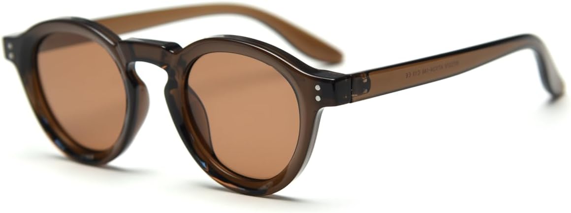 

Поляризованные солнцезащитные очки унисекс в стиле ретро для женщин (TR90), круглые солнцезащитные очки для мужчин (UV400), декоративная круглая оправа weiyuchen, Black With Brown