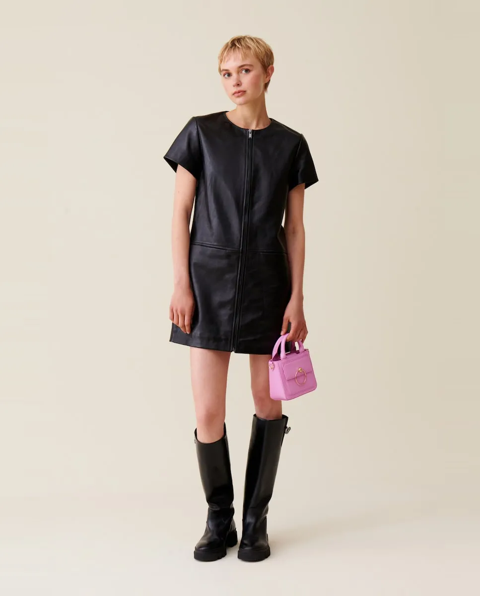

Короткое кожаное платье на молнии Claudie Pierlot, черный