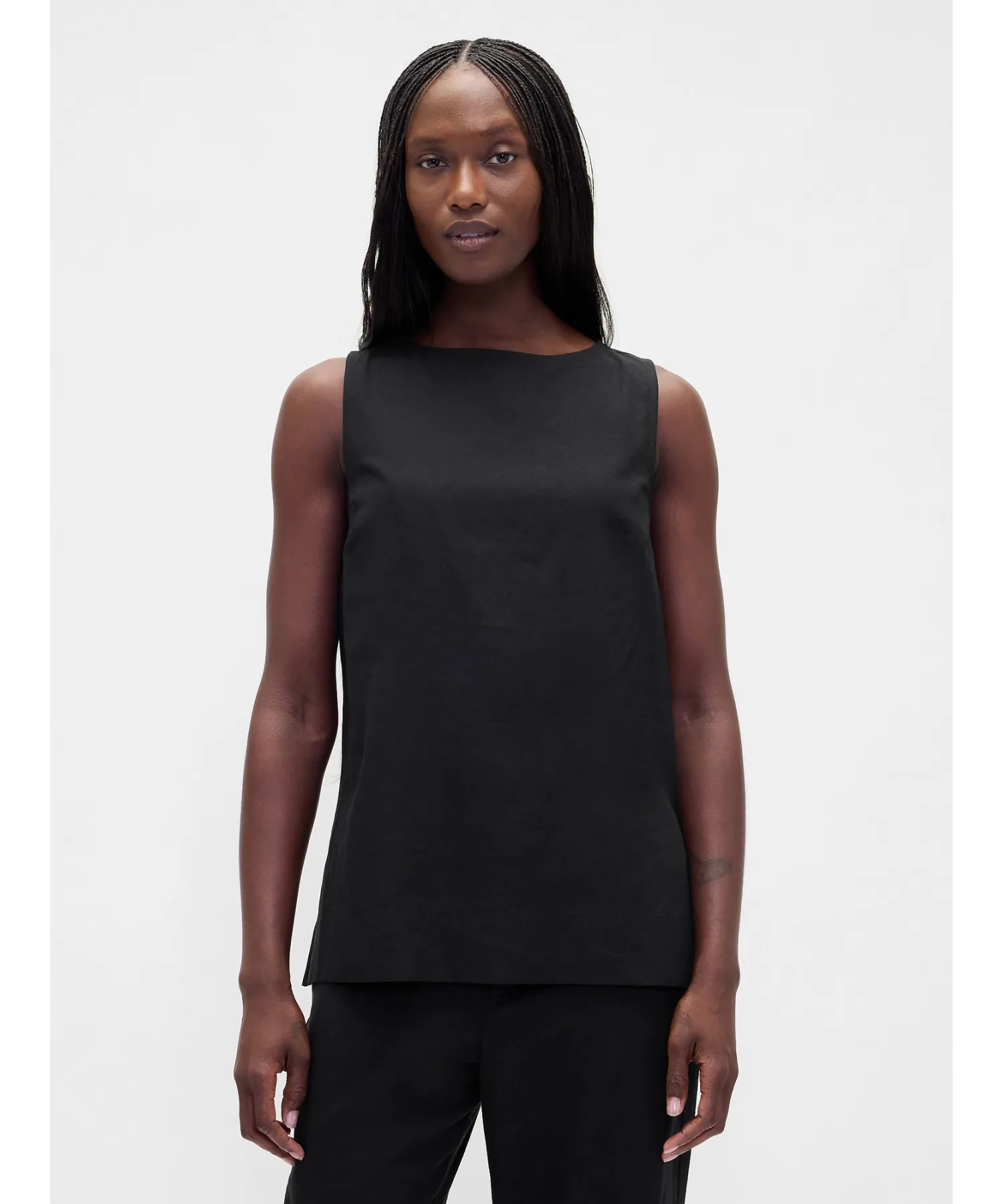 Женский топ из льна и вискозы без рукавов GAP Linen Blend Shell Tank Top черный