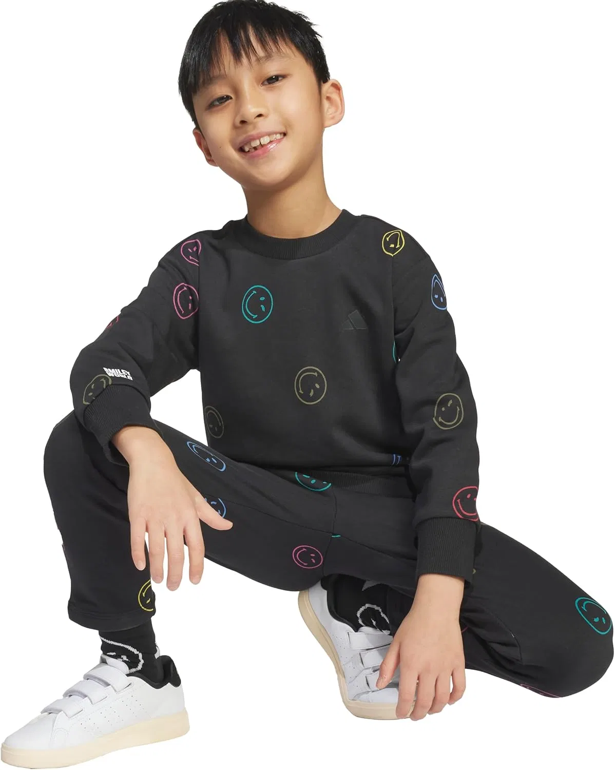 Детский спортивный костюм Smiley World adidas, черный, Carbon — фото 3