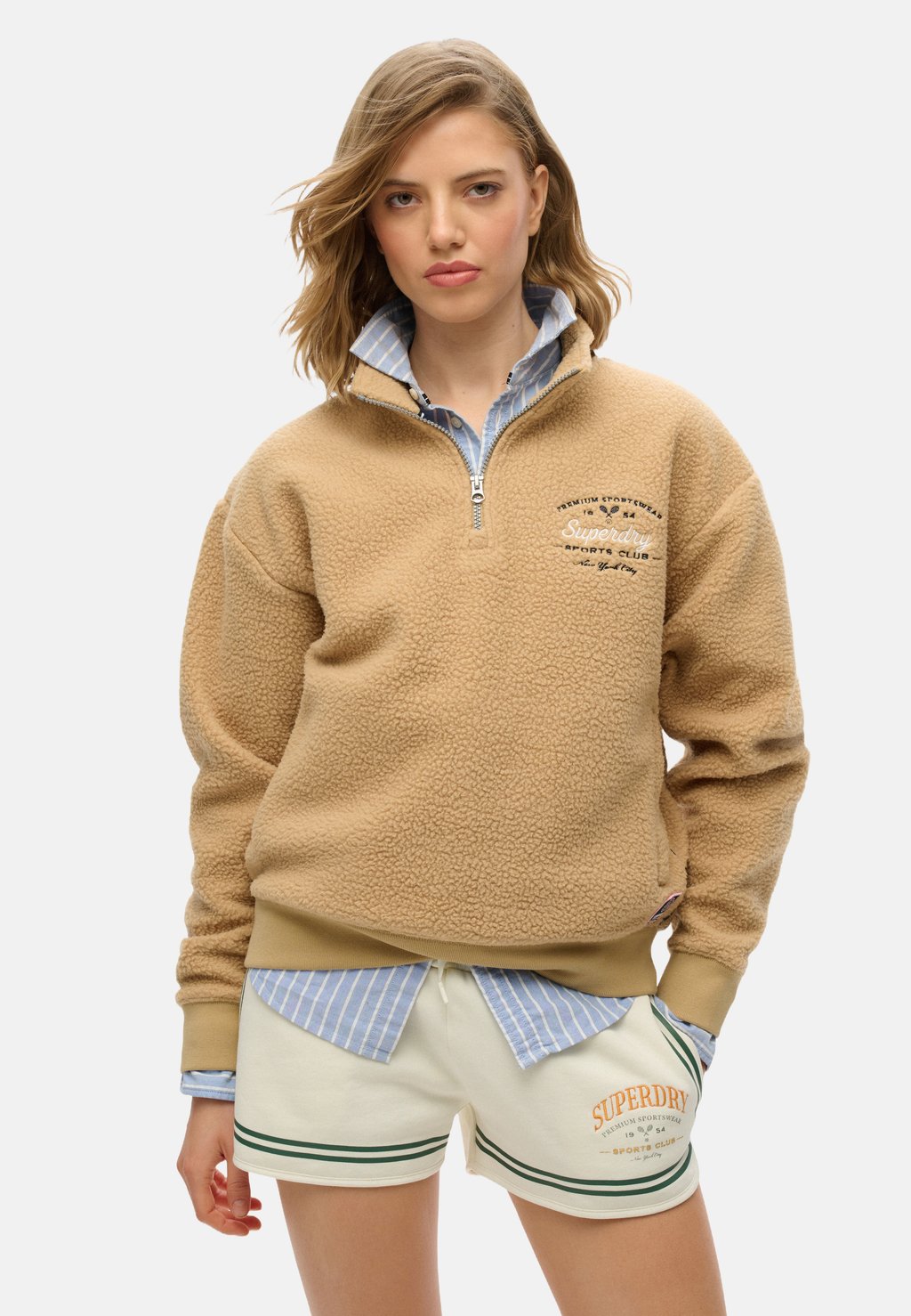 

Флисовый джемпер COUNTRY CLUB HALF ZIP Superdry, бежевый