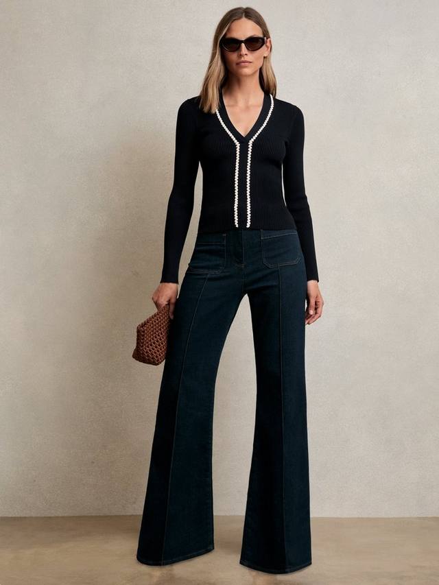 

Лаури джемпер с V-образным вырезом Reiss, Navy/White