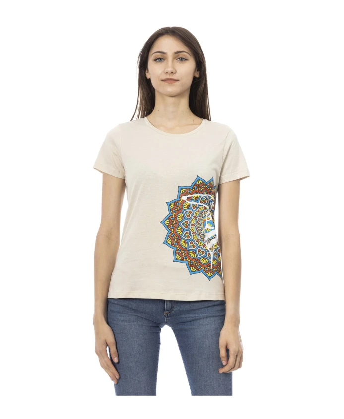 

Повседневная футболка с круглым вырезом и короткими рукавами Trussardi, бежевый