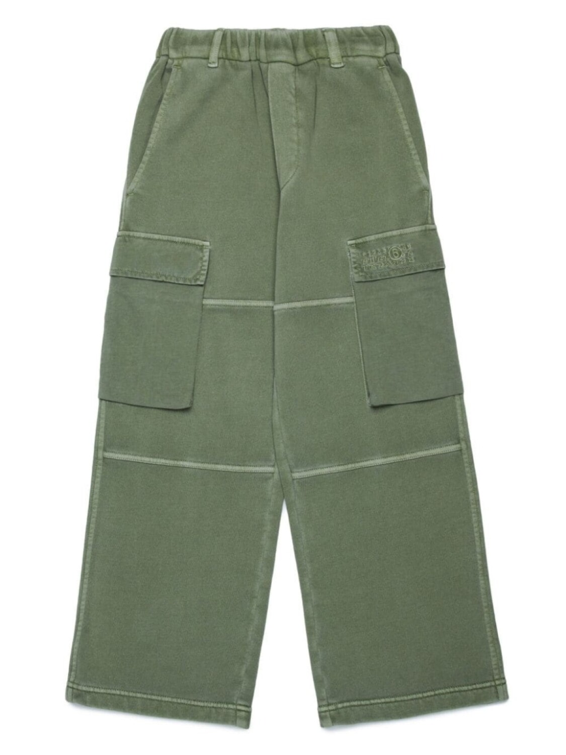 

MM6 Maison Margiela Kids широкие брюки карго с вышивкой Numbers, зеленый