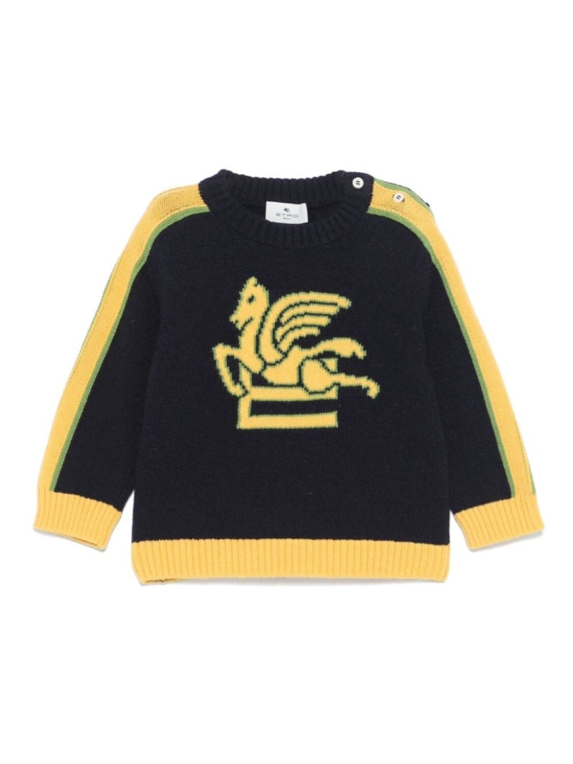 

ETRO KIDS Pegaso-жаккардовый свитер, черный/желтый