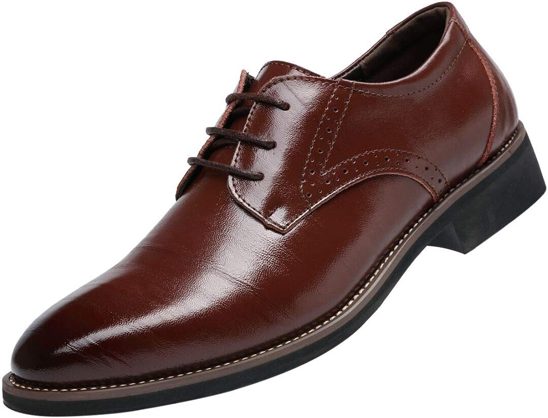 

Мужские классические туфли Оксфорд из кожи на шнуровке, модные деловые и свадебные туфли Santimon, коричневый