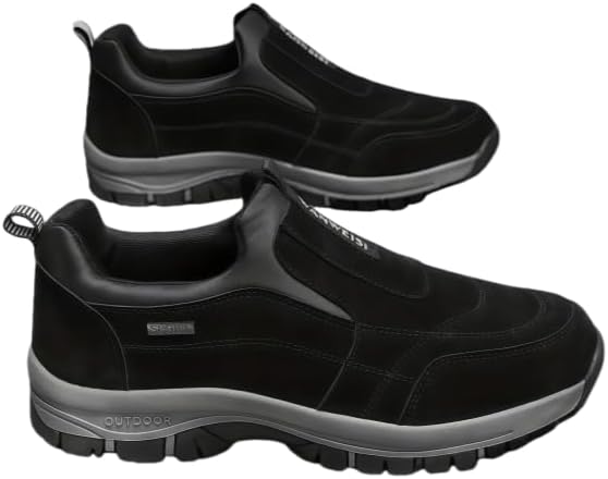 

Мужские удобные мокасины с противоскользящей подошвой, легкая обувь с толстой подошвой для повседневного ношения Minlaidian, черный