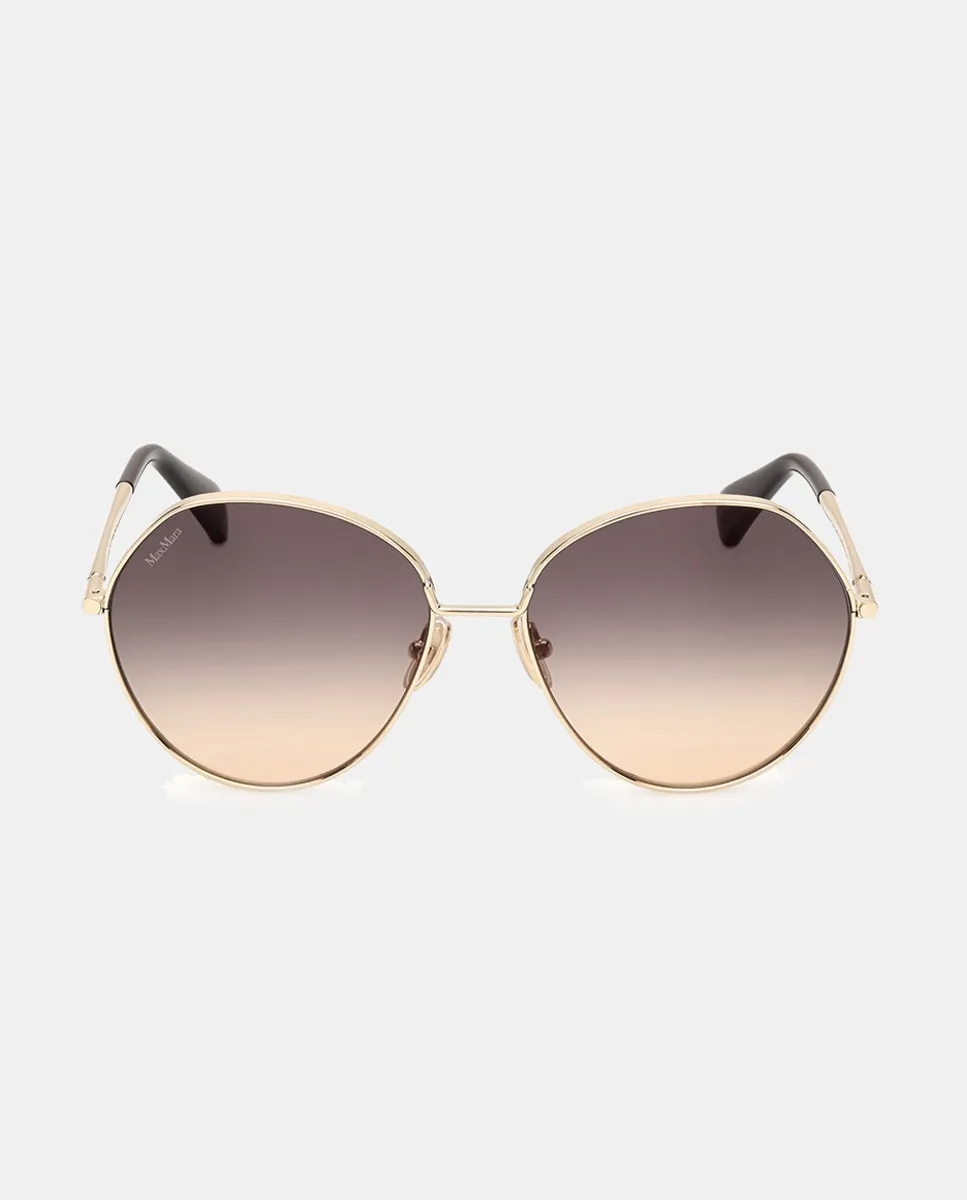 

Солнцезащитные очки в круглой металлической оправе Max Mara, золото